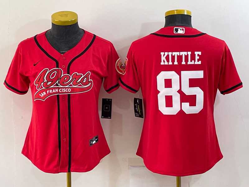 Youth San Francisco 49ers #85 George Kittle Red With Patch Cool Base Stitched Baseball Jersey